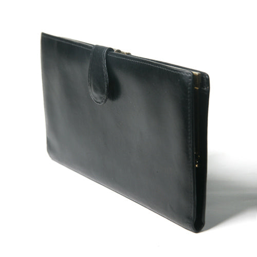 OLD Gucci　本革がま口横長財布（黒）