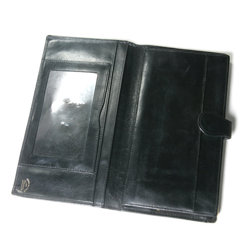 OLD Gucci　本革がま口横長財布（黒）