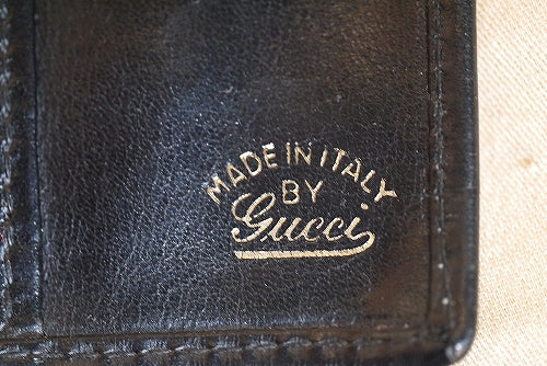OLD Gucci　本革がま口横長財布（黒）