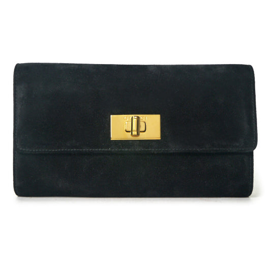 OLD Gucci  新品同様！ 箱付き長財布（黒・スエード）