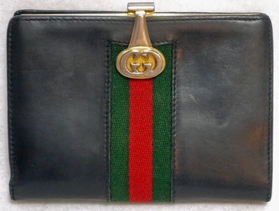 OLD　Gucci　がま口財布（黒・シェリーライン）