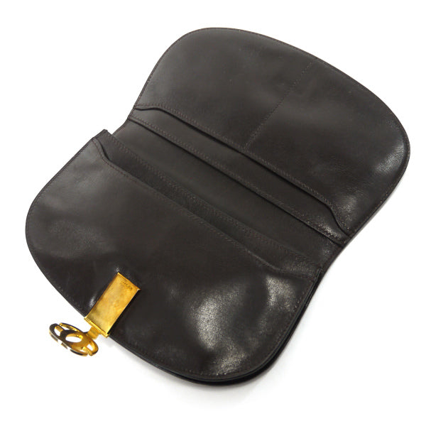 OLD Gucci  総革ハーフムーンGG金具財布（濃茶）