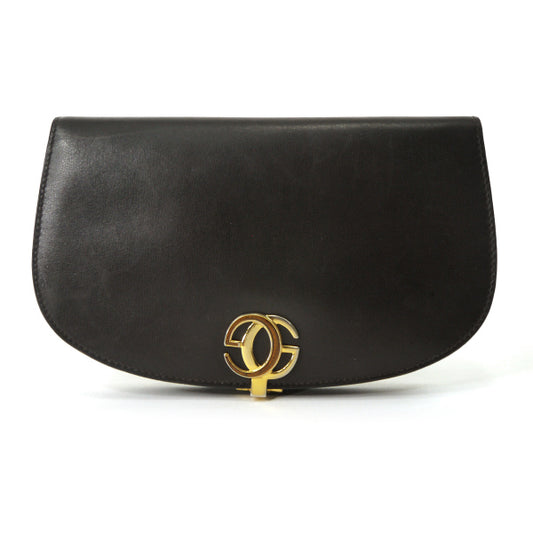 OLD Gucci  総革ハーフムーンGG金具財布（濃茶）