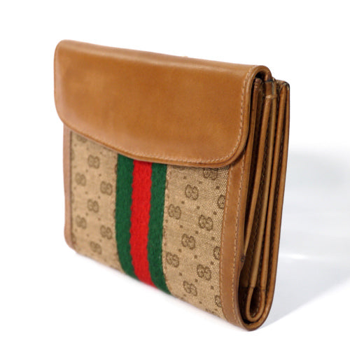OLD Gucci  ２つ折れ財布（キャメル・ジャガード）