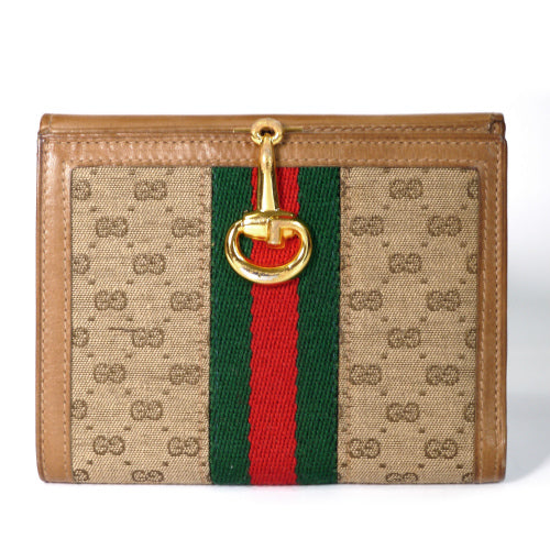 OLD Gucci  ２つ折れ財布（キャメル・ジャガード）