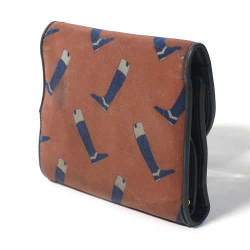 OLD Gucci ブーツ柄がま口２つ折り財布（赤茶）