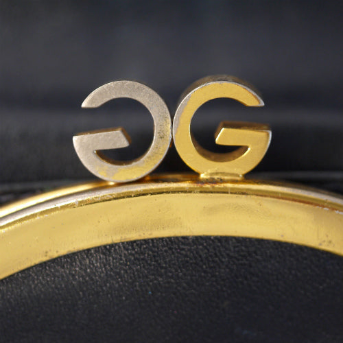 OLD Gucci ブーツ柄がま口２つ折り財布（赤茶）