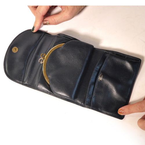 OLD Gucci ブーツ柄がま口２つ折り財布（赤茶）