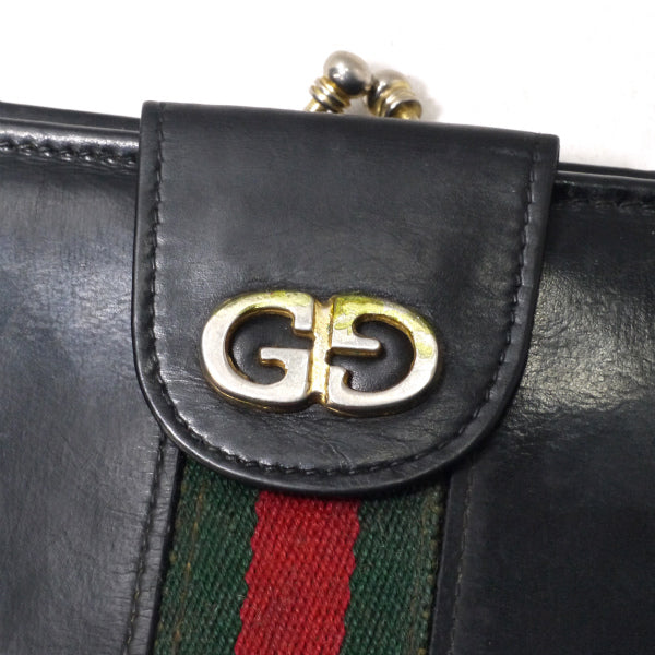 OLD Gucci　総革がま口シェリー長財布（黒）