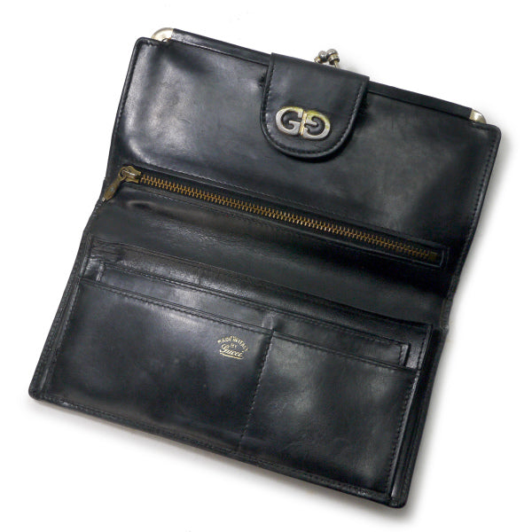 OLD Gucci　総革がま口シェリー長財布（黒）