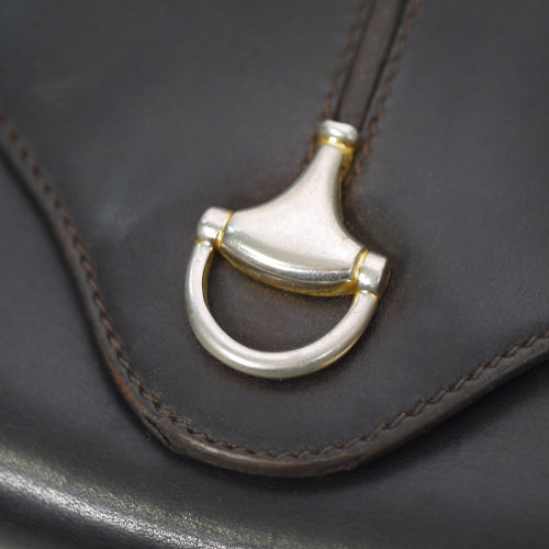 OLD Gucci　二つ折れビット金具がま口財布（濃茶）