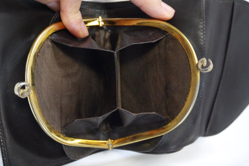 OLD Gucci　二つ折れビット金具がま口財布（濃茶）