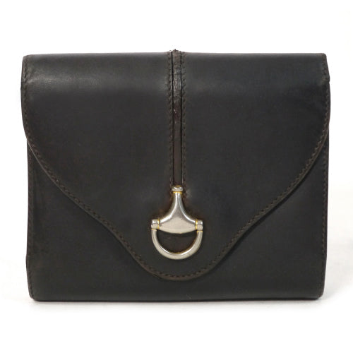 OLD Gucci　二つ折れビット金具がま口財布（濃茶）