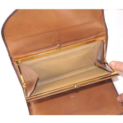 OLD Gucci＜訳あり＞ビット金具がま口長財布（茶）