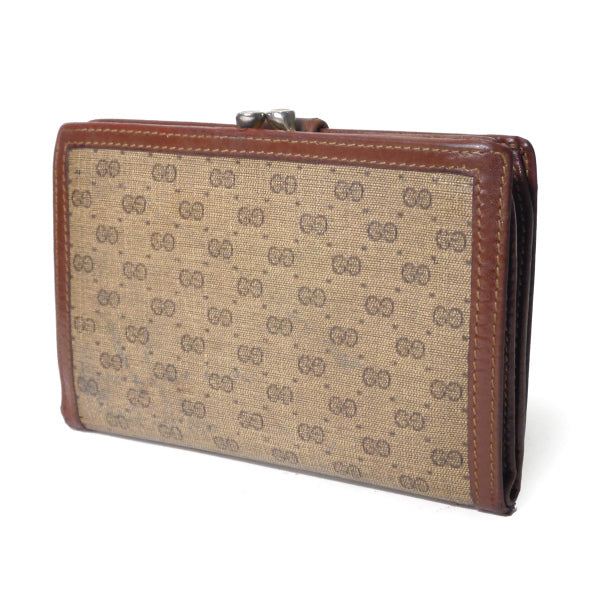 OLD Gucci　マイクロGGがま口ミドル折財布（茶）