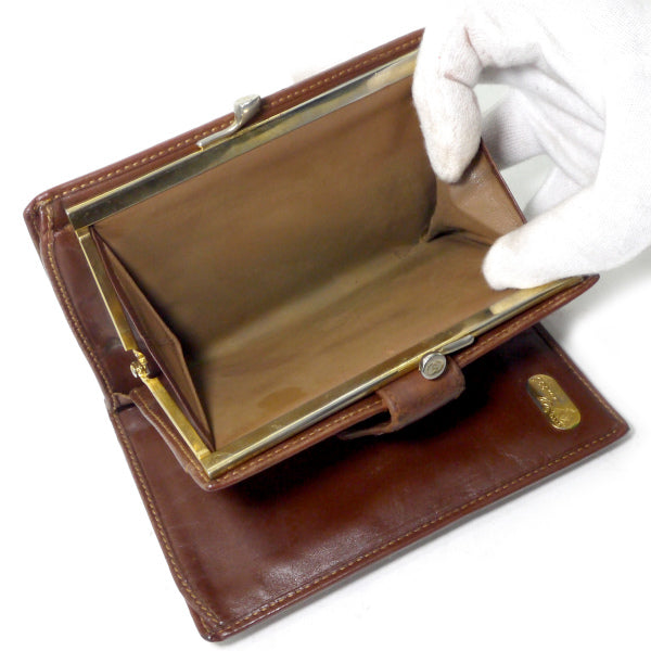 OLD Gucci　マイクロGGがま口ミドル折財布（茶）