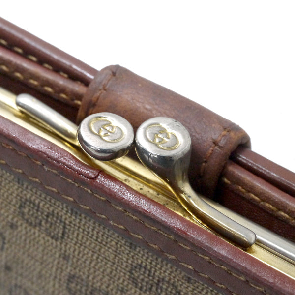 OLD Gucci　マイクロGGがま口ミドル折財布（茶）