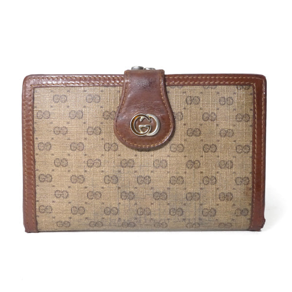 OLD Gucci　マイクロGGがま口ミドル折財布（茶）