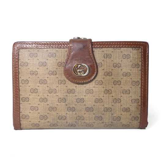 OLD Gucci　マイクロGGがま口ミドル折財布（茶）