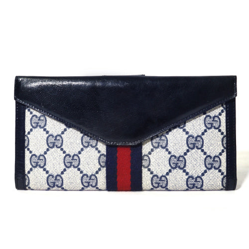 OLD Gucci　横長財布（青・ＧＧ柄）