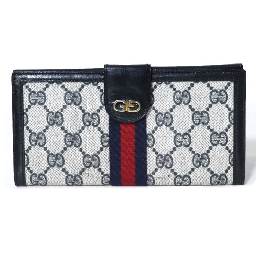 OLD Gucci　横長財布（青・ＧＧ柄）