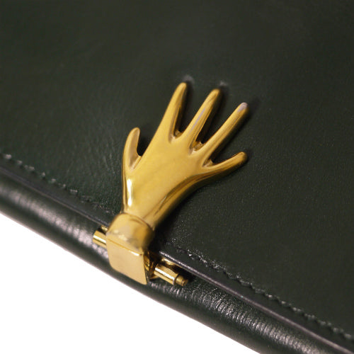 OLD Gucci　手形モチーフ横長財布（総皮・緑）