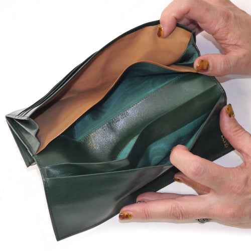 OLD Gucci　手形モチーフ横長財布（総皮・緑）