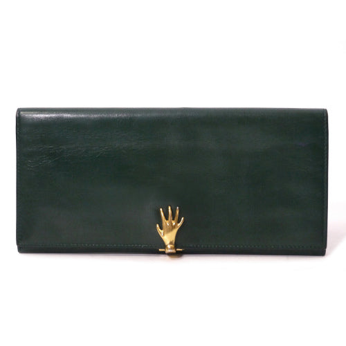 OLD Gucci　手形モチーフ横長財布（総皮・緑）