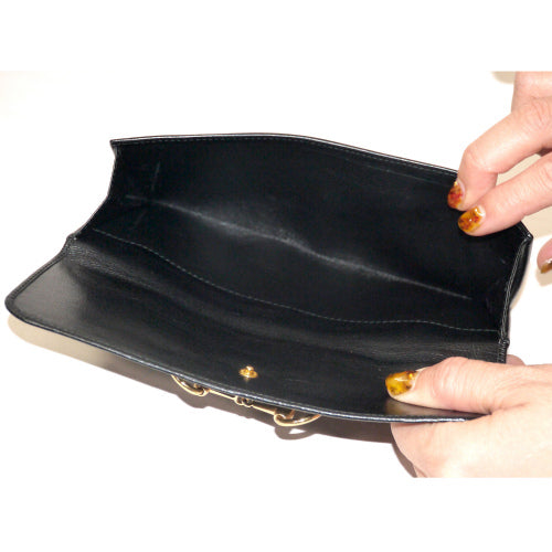 Gucci 総皮ホースビット金具長財布（黒）