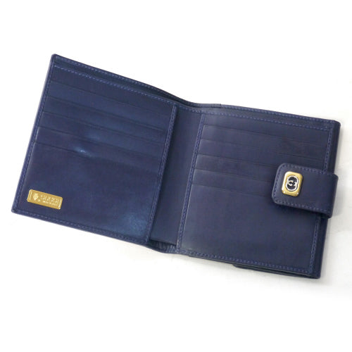 OLD Gucci  型押しレザー２つ折れ財布（青）