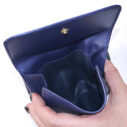 OLD Gucci  型押しレザー２つ折れ財布（青）