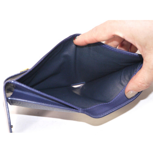 OLD Gucci  型押しレザー２つ折れ財布（青）