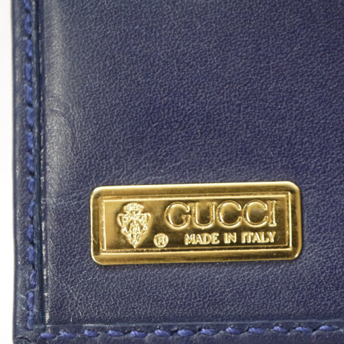 OLD Gucci  型押しレザー２つ折れ財布（青）