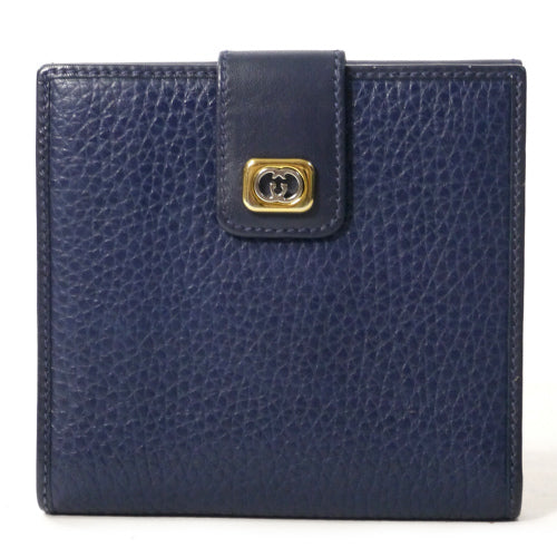 OLD Gucci  型押しレザー２つ折れ財布（青）
