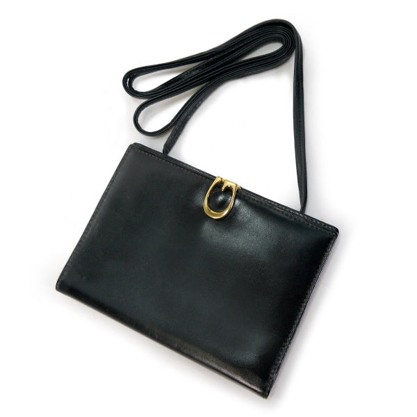 OLD Gucci 総革G金具ウォレットショルダー（黒）