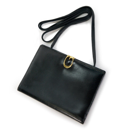 OLD Gucci 総革G金具ウォレットショルダー（黒）