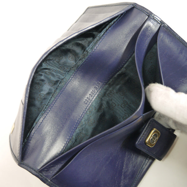 OLD Gucci  型押しレザー長財布（青）