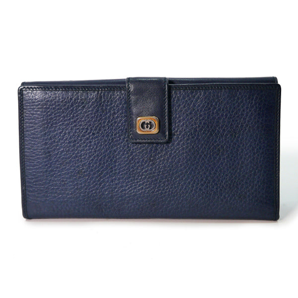 OLD Gucci  型押しレザー長財布（青）