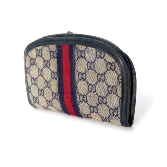 OLD Gucci  ＜訳あり＞ビット金具ハーフムーン財布（青）