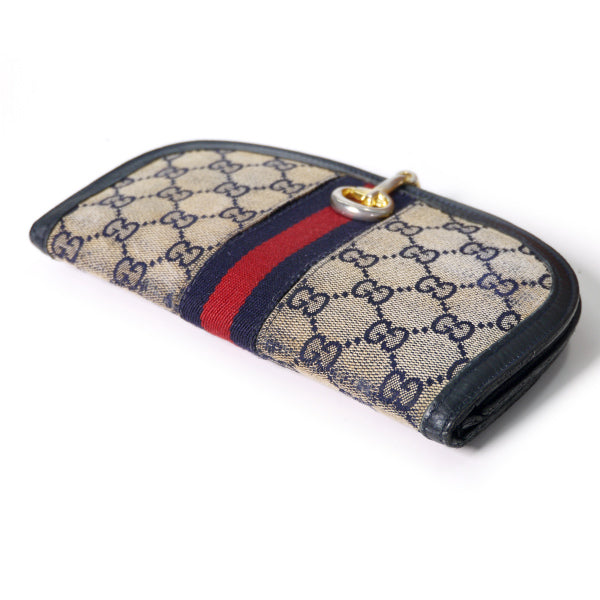 OLD Gucci  ＜訳あり＞ビット金具ハーフムーン財布（青）