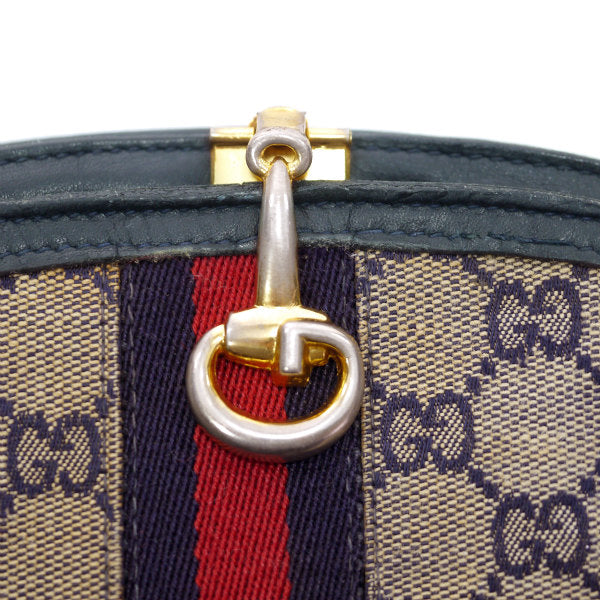 OLD Gucci  ＜訳あり＞ビット金具ハーフムーン財布（青）