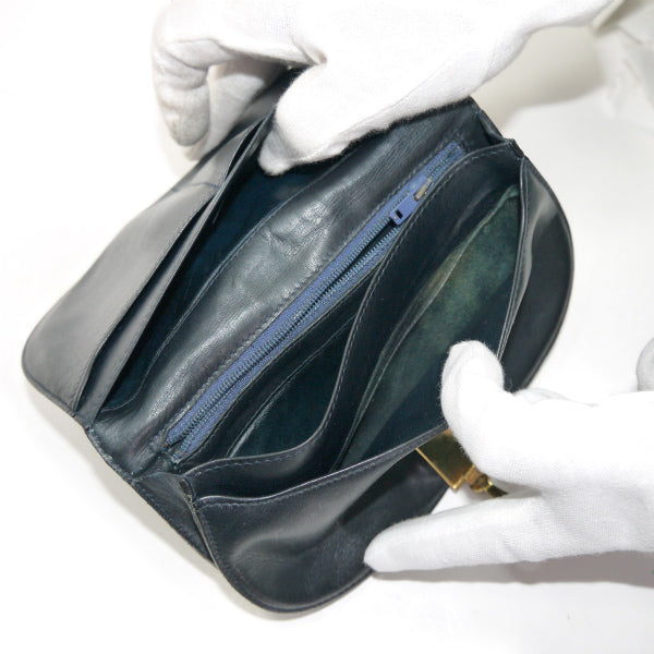 OLD Gucci  ＜訳あり＞ビット金具ハーフムーン財布（青）