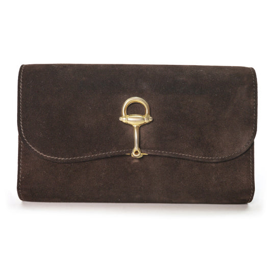 OLD Gucci　＜デットストック＞ビット金具長財布（濃茶/スエード）