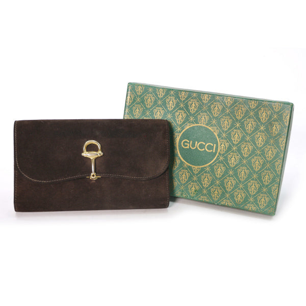 OLD Gucci　＜デットストック＞ビット金具長財布（濃茶/スエード）