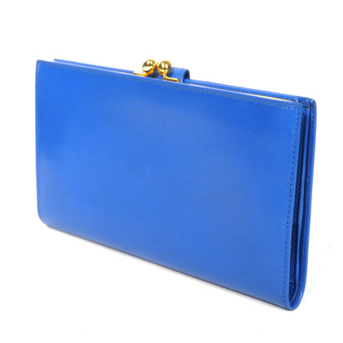 OLD Gucci　箱付き!総皮がま口長財布（コバルトブルー）