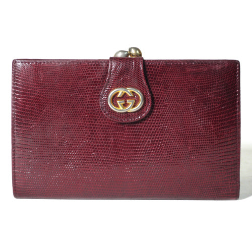 OLD Gucci 　リザード革２つ折れ財布（赤）