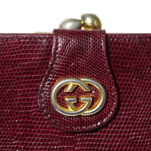 OLD Gucci 　リザード革２つ折れ財布（赤）