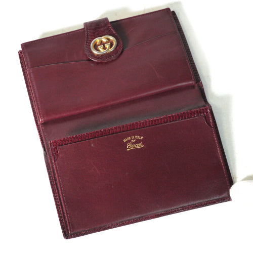 OLD Gucci 　リザード革２つ折れ財布（赤）