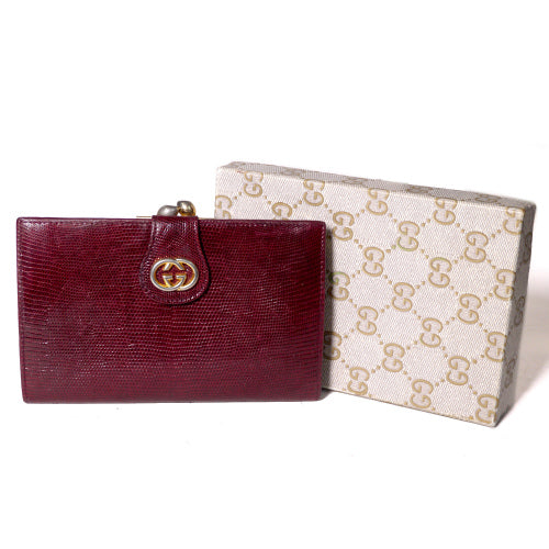OLD Gucci 　リザード革２つ折れ財布（赤）