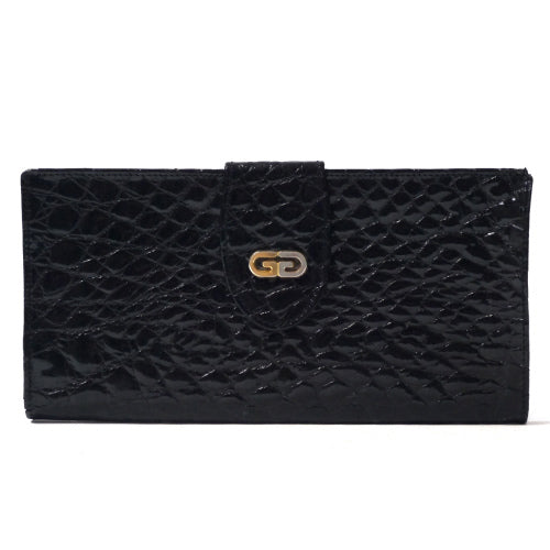 OLD Gucci　クロコダイルがま口長財布（黒）